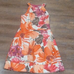 Eliza J womens 4 Orange and Pink Lined Halter‎ Sundress